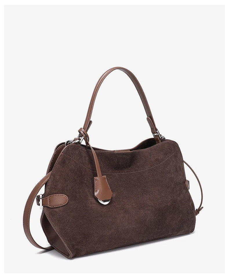 New Winter 2026 Women's Natural Suede Leather Handbag – Soft Cowhide Crossbody