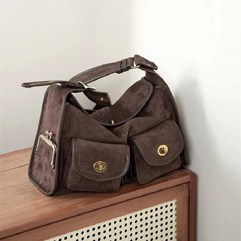 Commuter Large Capacity Suede Pillow Bag Single Shoulder Crossbody Bag