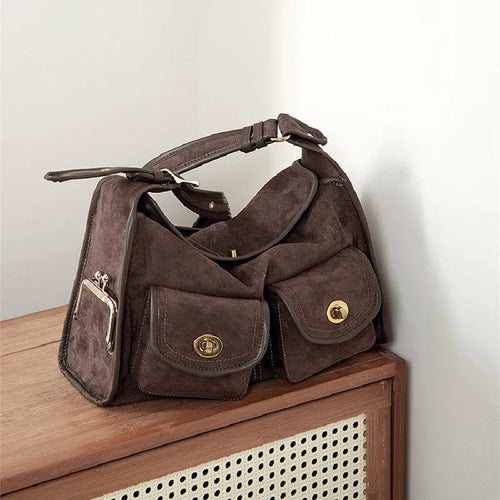 Commuter Large Capacity Suede Pillow Bag Single Shoulder Crossbody Bag